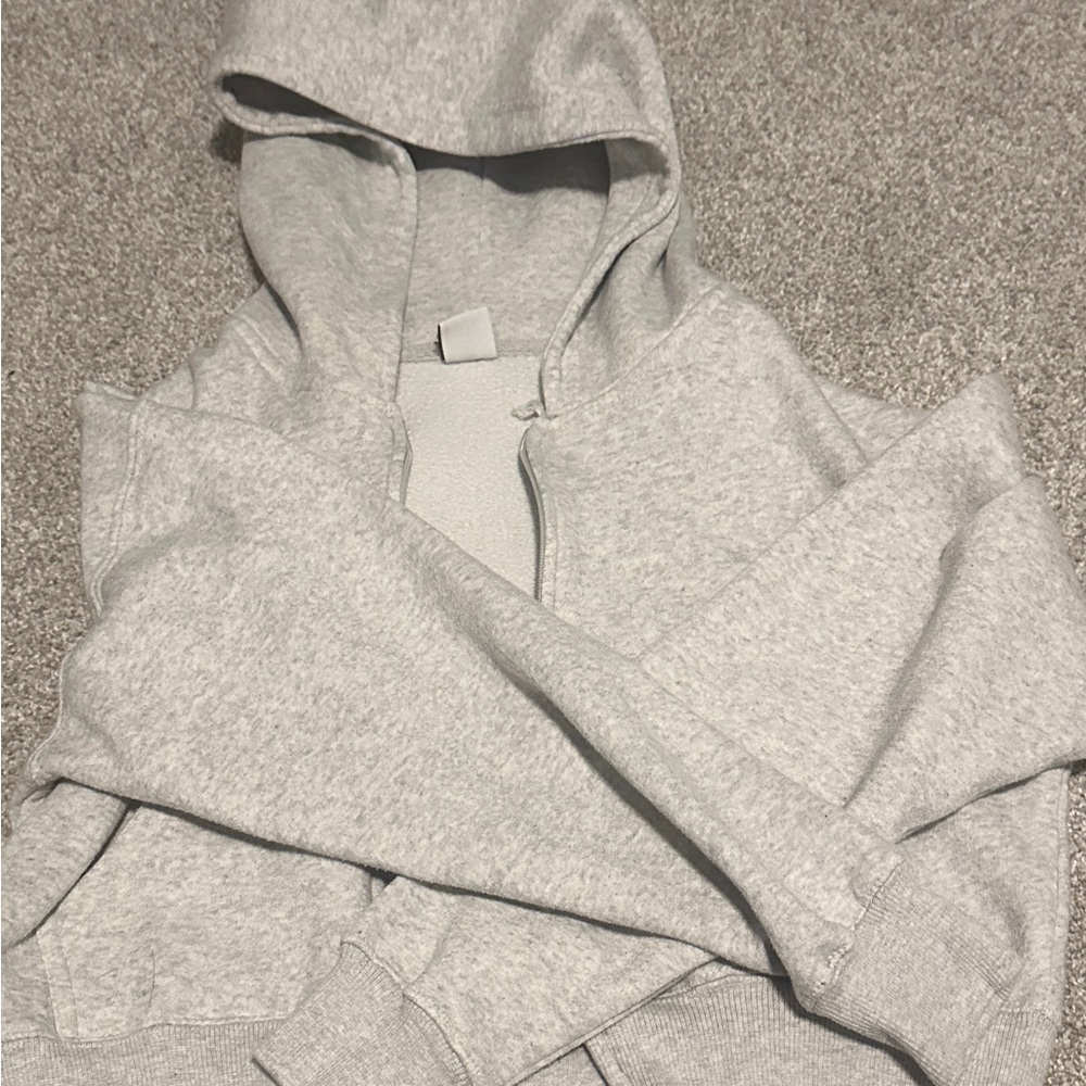 Women's Gray Cropped Hoodie Zip Up